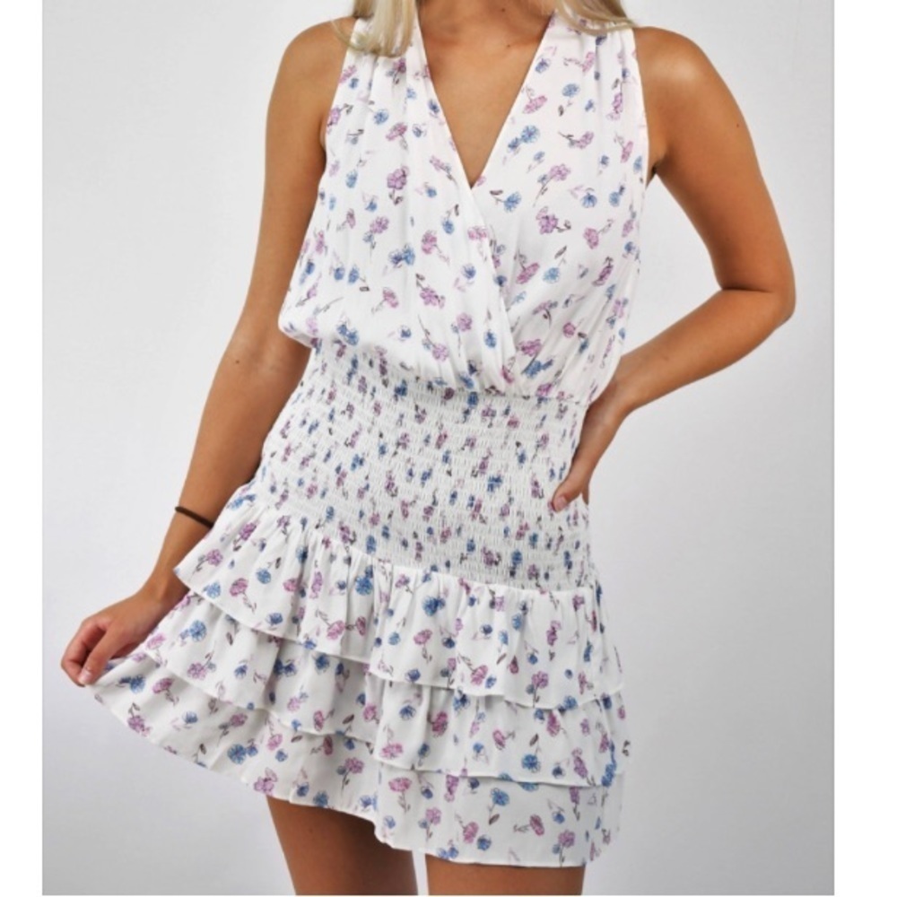 Skylar + Madison Floral Smocked Ruffle Mini Dress Size Small